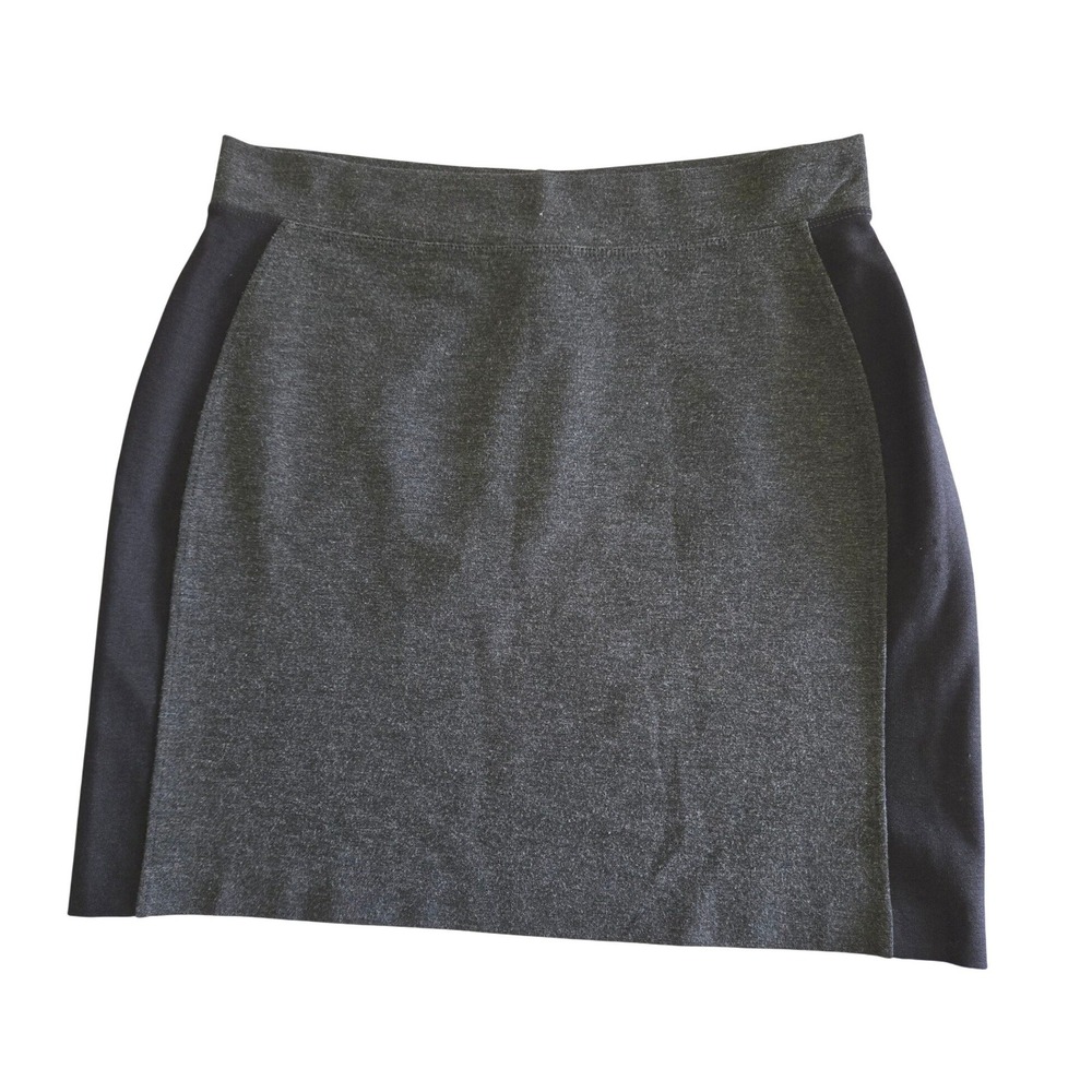 White + Warren S Mini Skirt Womens Gray Black Side Stripe Knit Stretch Luxury